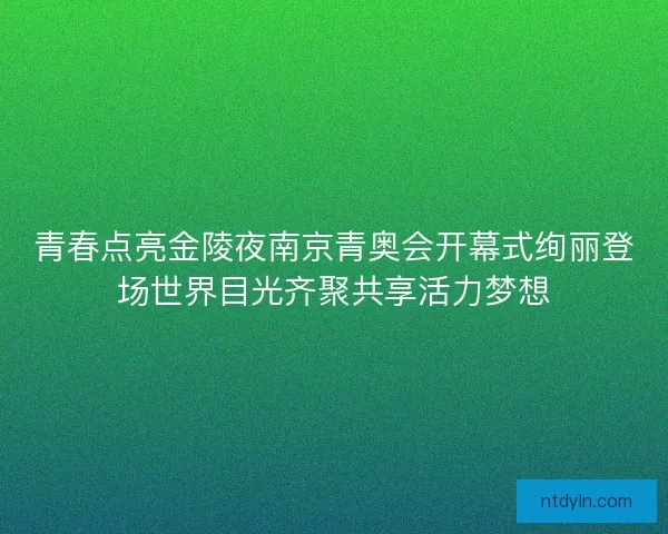 青春点亮金陵夜南京青奥会开幕式绚丽登场世界目光齐聚共享活力梦想